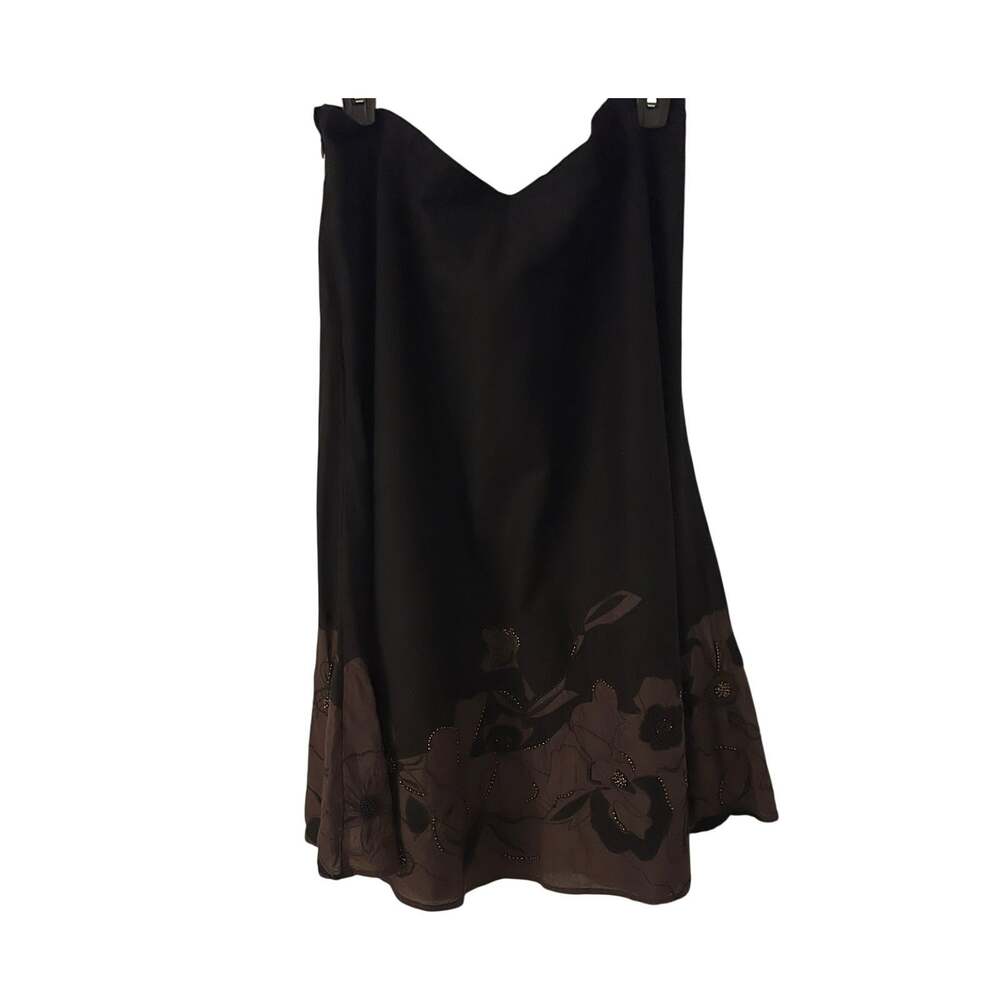 Chico’s Black Flared Skirt with Brown Sequined Hem Women’s Size 3 XL Size 16